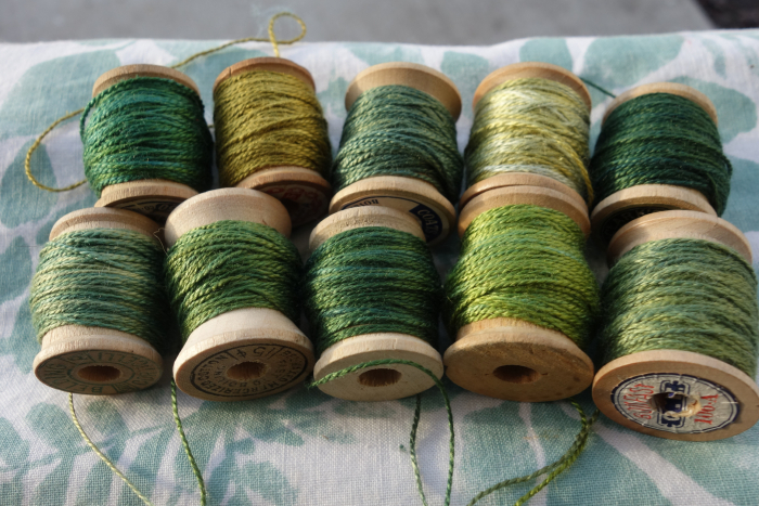 naturally dyed green silk thread