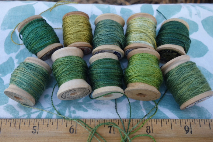 naturally dyed green silk thread