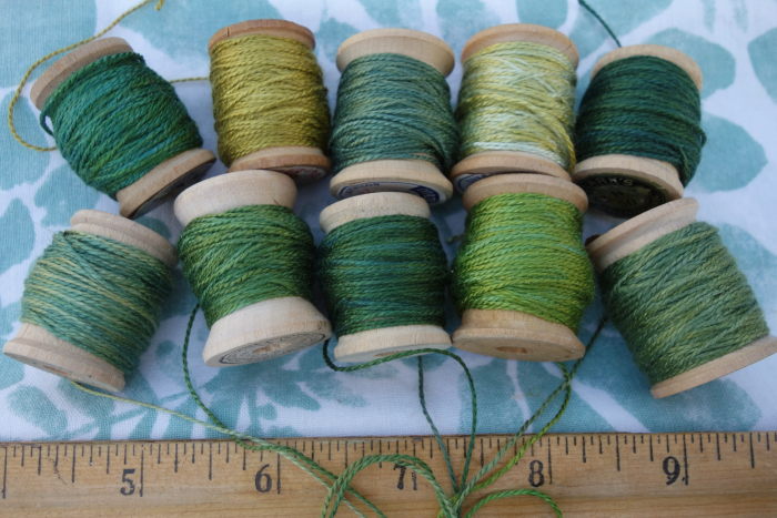 naturally dyed green silk thread