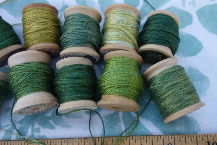 naturally dyed green silk thread