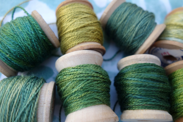 naturally dyed green silk thread