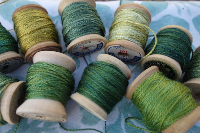 naturally dyed green silk thread