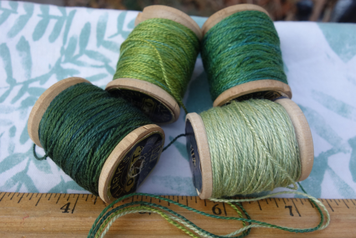 naturally dyed green silk thread