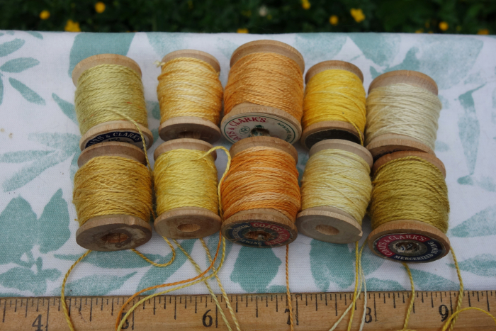 yellow and orange plant dyed silk threads