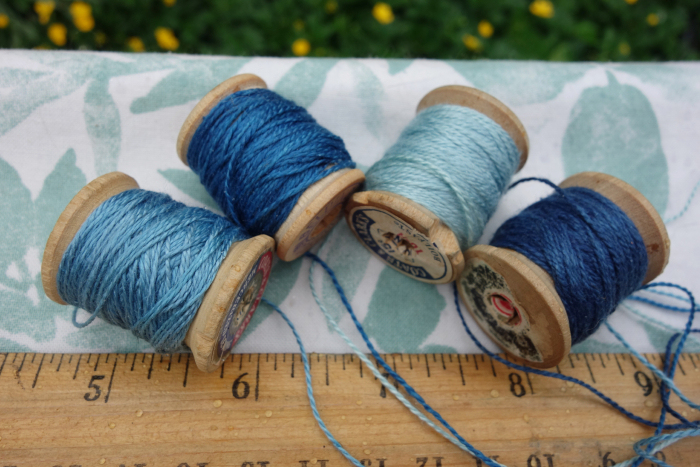indigo dyed embroidery silk