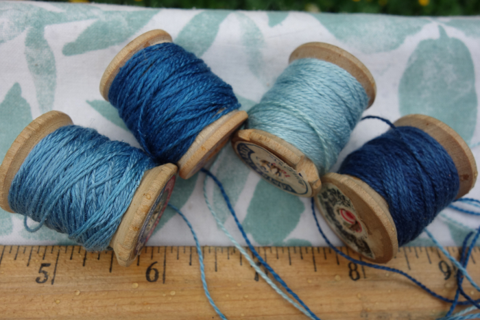 indigo dyed embroidery silk