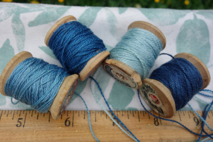 indigo dyed embroidery silk
