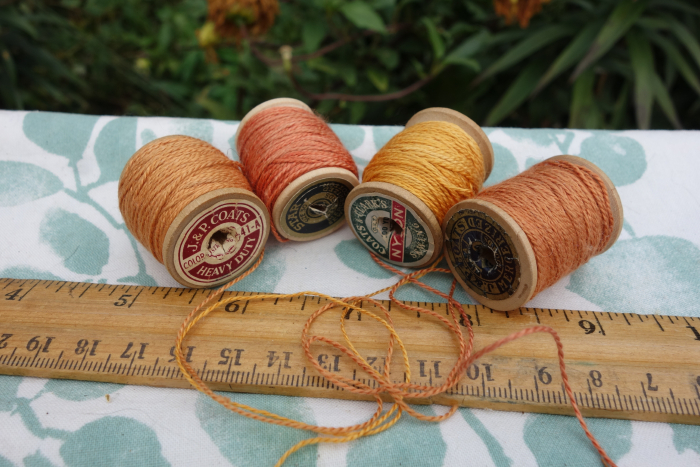 plant dyed orange silk embroidery thread
