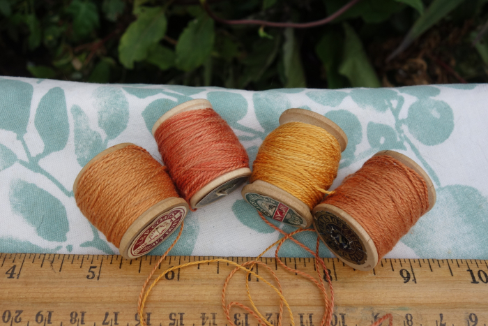 plant dyed orange silk embroidery thread