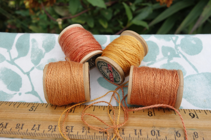 plant dyed orange silk embroidery thread