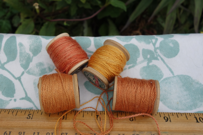 plant dyed orange silk embroidery thread