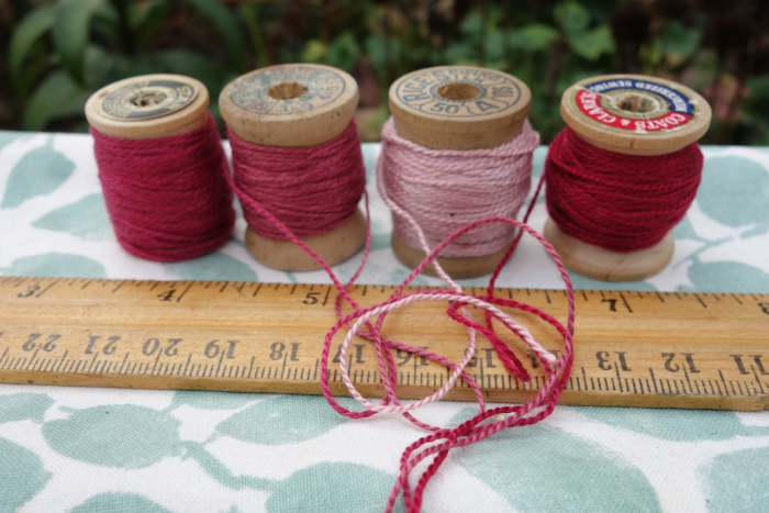 naturally dyed pink and rose silk embroidery threads
