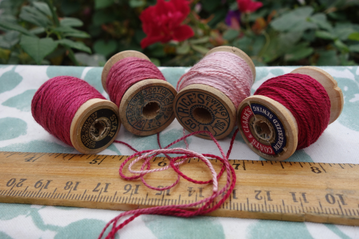naturally dyed pink and rose silk embroidery threads