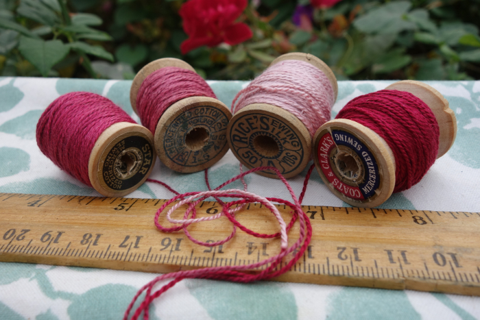 naturally dyed pink and rose silk embroidery threads