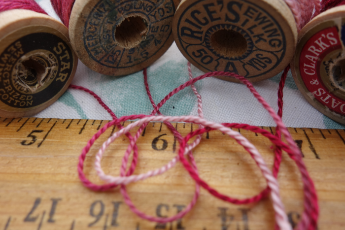 naturally dyed pink and rose silk embroidery threads
