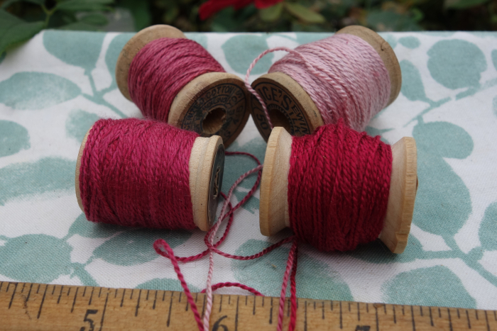 naturally dyed pink and rose silk embroidery threads