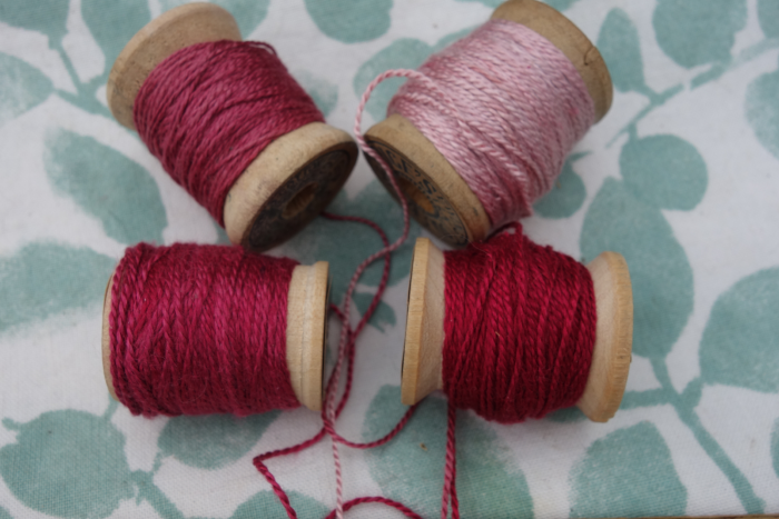 naturally dyed pink and rose silk embroidery threads