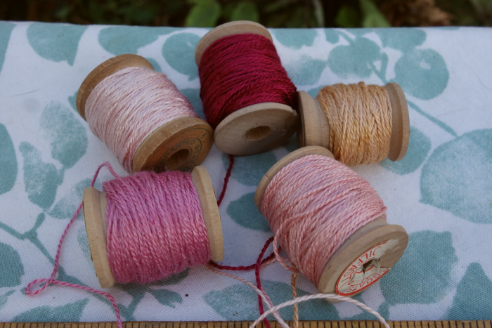 pink rose and golden peach silk embroidery thread
