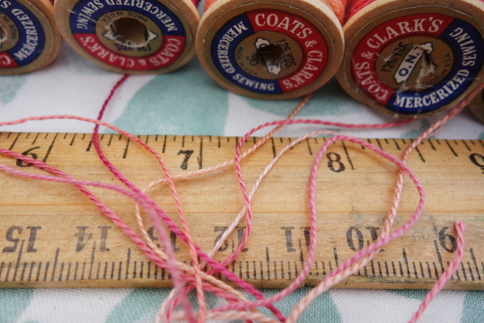 naturally dyed silk thread shades of pink peach and rose