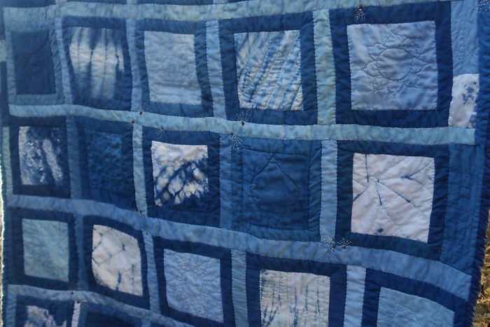 indigo shibori patchwork quilt