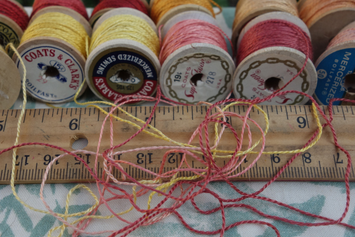 silk embroidery thread dyed with flowers and madder roots