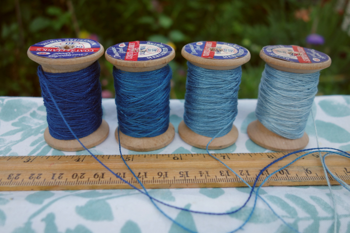 indigo dyed silk embroidery threads