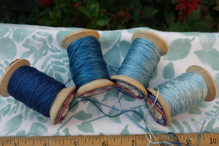 indigo dyed silk embroidery threads
