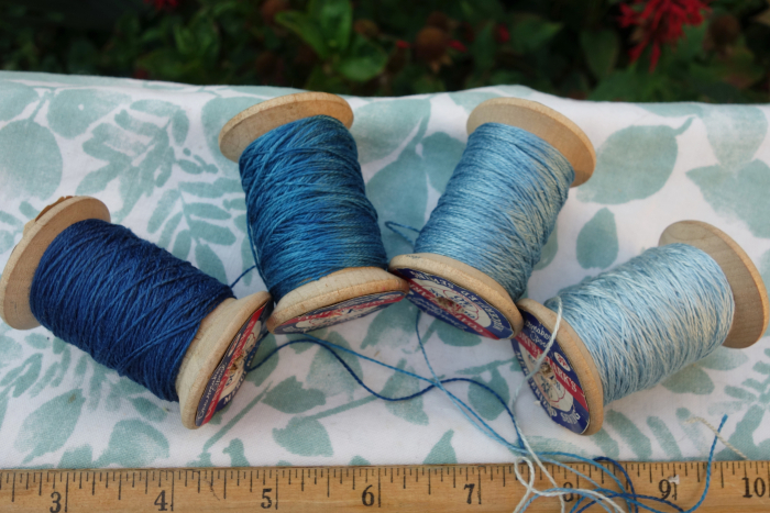 indigo dyed silk embroidery threads