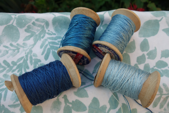 indigo dyed silk embroidery threads