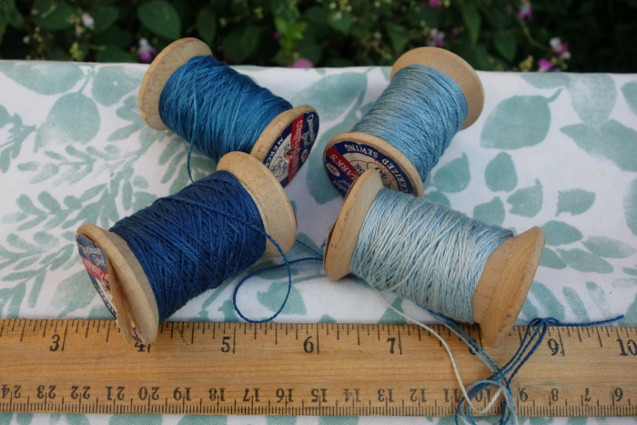 indigo dyed silk embroidery threads