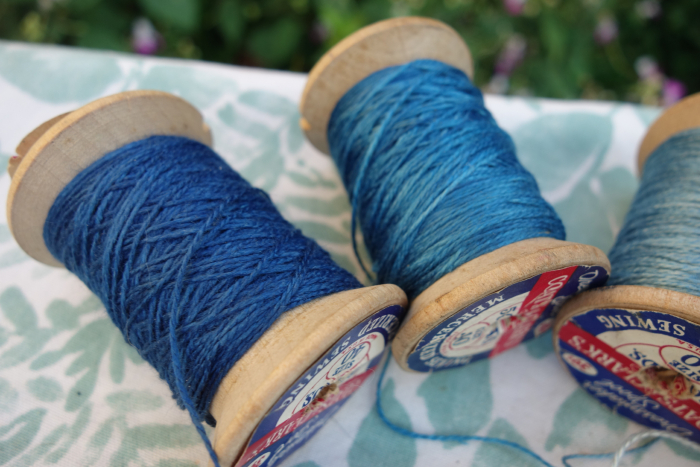 indigo dyed silk embroidery threads