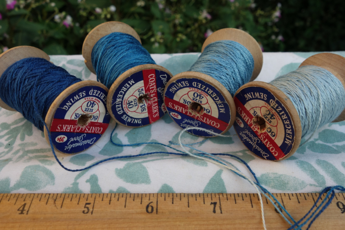 indigo dyed silk embroidery threads