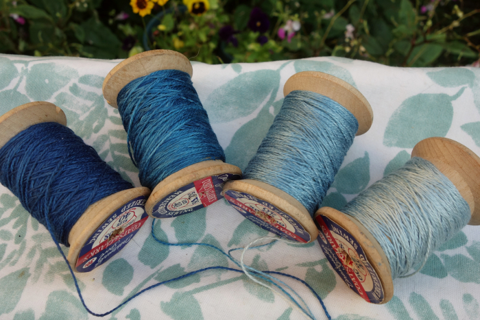 indigo dyed silk embroidery threads