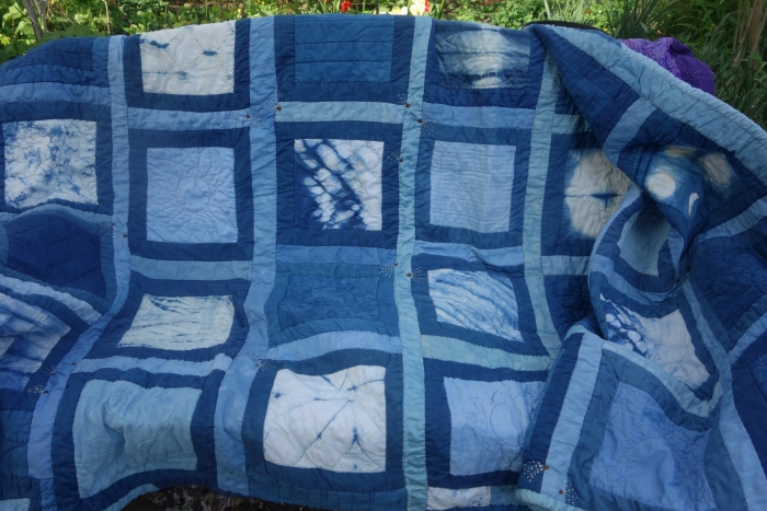 indigo shibori patchwork quilt
