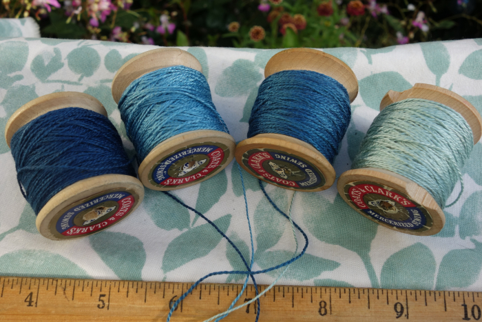indigo dyed silk embroidery thread
