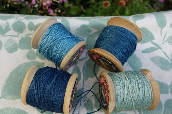 indigo dyed silk embroidery thread