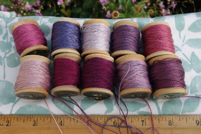 purple pink lavender naturally dyed silk embroidery thread