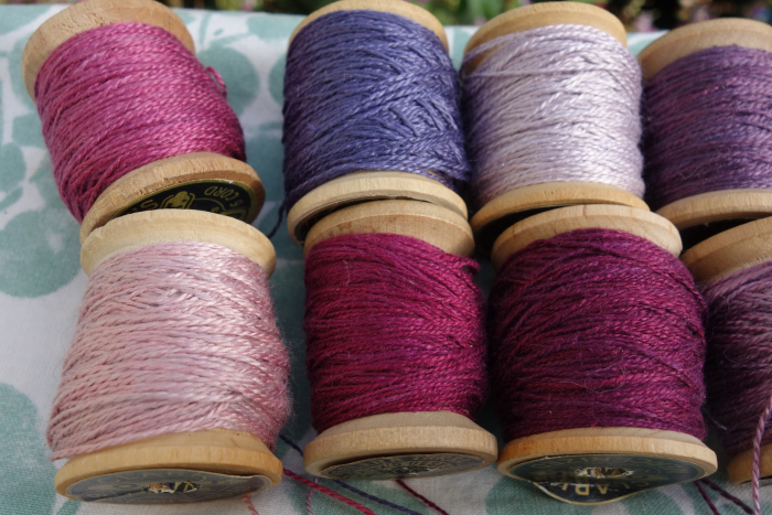 purple pink lavender naturally dyed silk embroidery thread