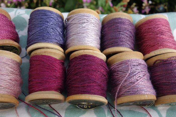 purple pink lavender naturally dyed silk embroidery thread