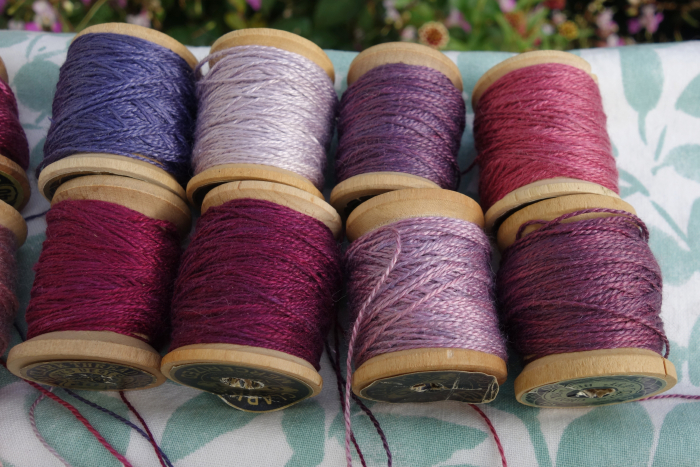 purple pink lavender naturally dyed silk embroidery thread
