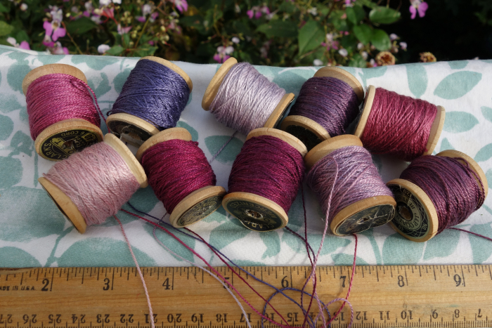 purple pink lavender naturally dyed silk embroidery thread