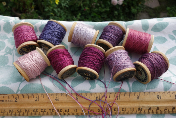 purple pink lavender naturally dyed silk embroidery thread