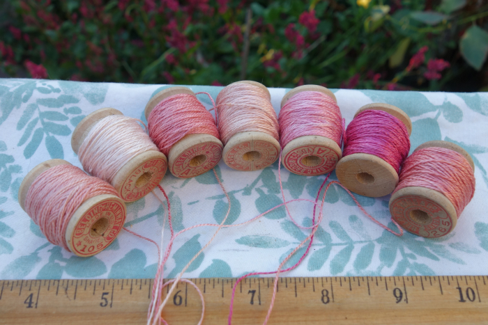 naturally dyed silk embroidery thread shades of pink