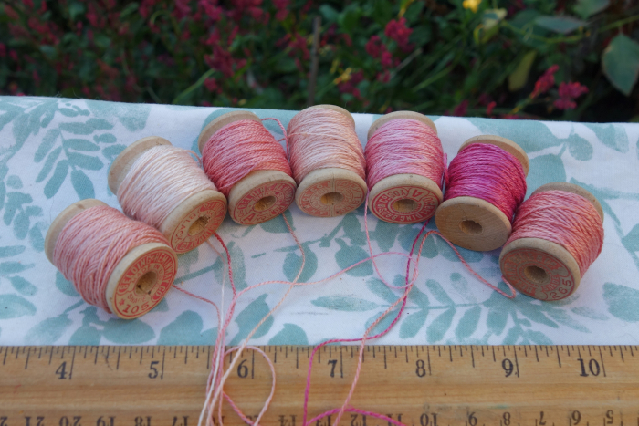 naturally dyed silk embroidery thread shades of pink