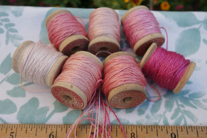 naturally dyed silk embroidery thread shades of pink