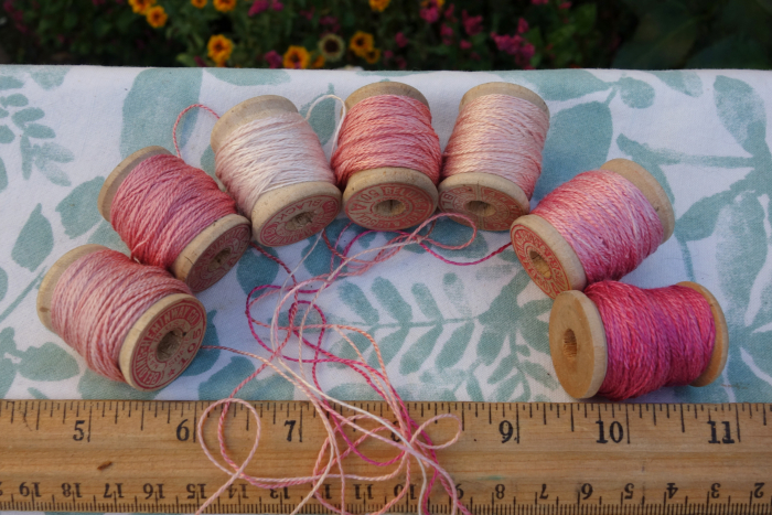 naturally dyed silk embroidery thread shades of pink