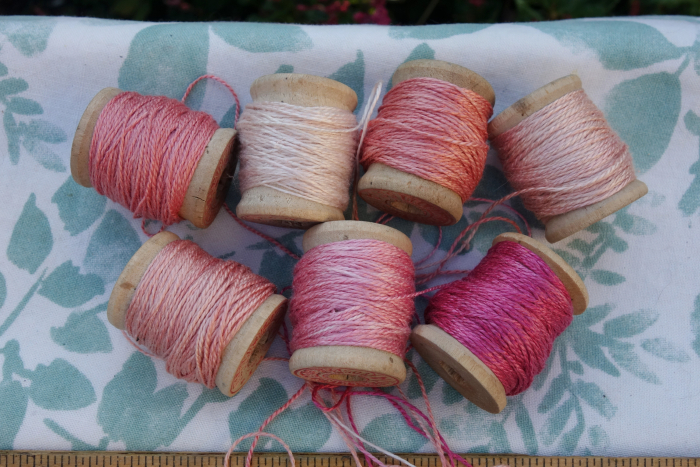 naturally dyed silk embroidery thread shades of pink