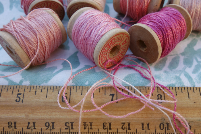 naturally dyed silk embroidery thread shades of pink
