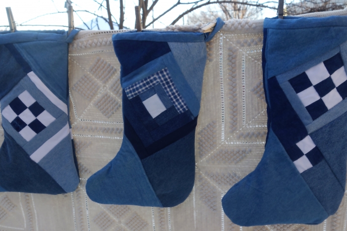 blue jean Christmas stockings