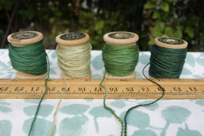 plant dyed green silk embroidery thread